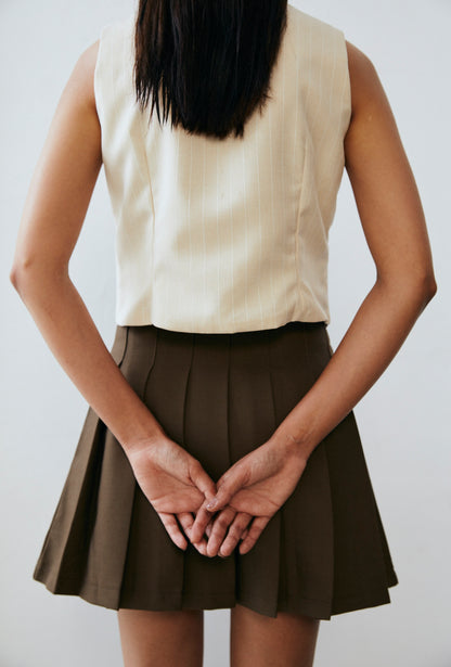 Pleated Mini Skirt with Belt Detail